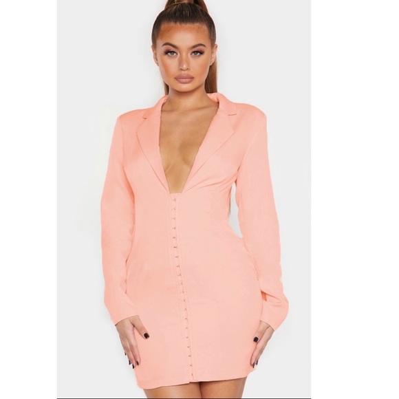 blush pink blazer dress